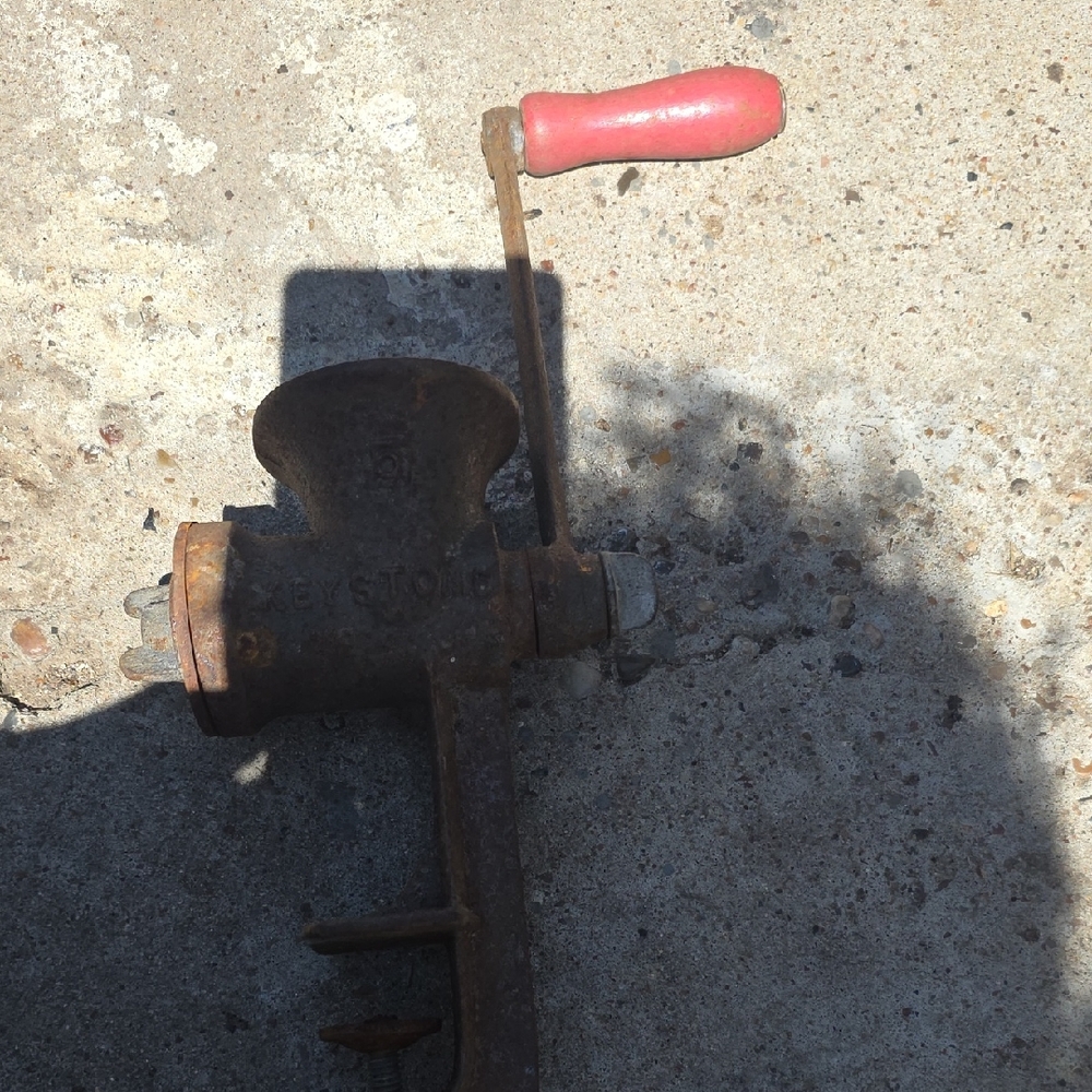 Classic Metal Meat Grinder with Red Handle